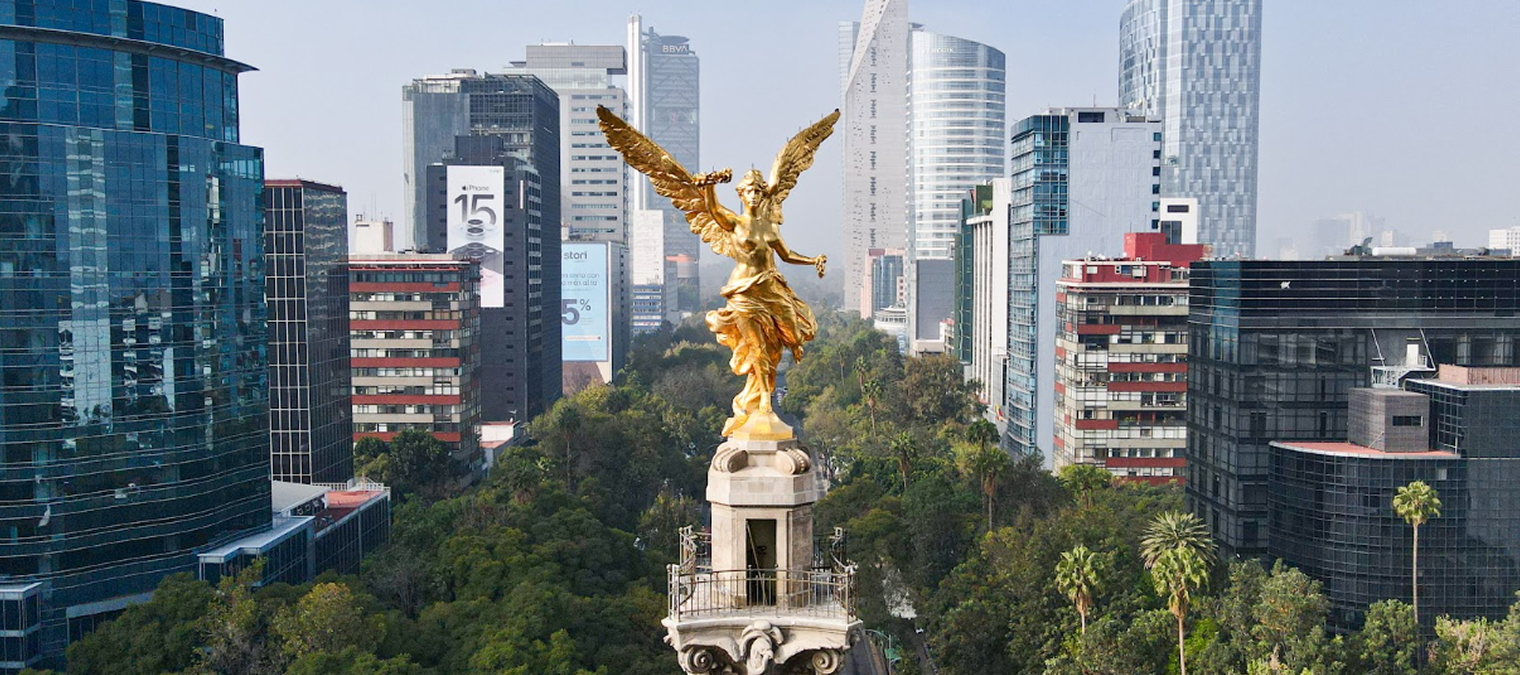 Mexico City skyline with Angel of Independence